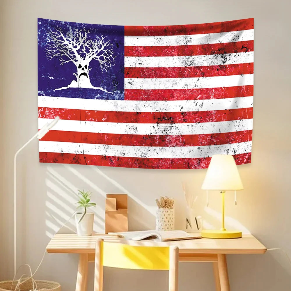 90X150CM Sematary Haunted Mound Harold The Tree Music Art USA Flag Tapestry Wall Hanging Bed Room Bar Aesthetic Room Decor