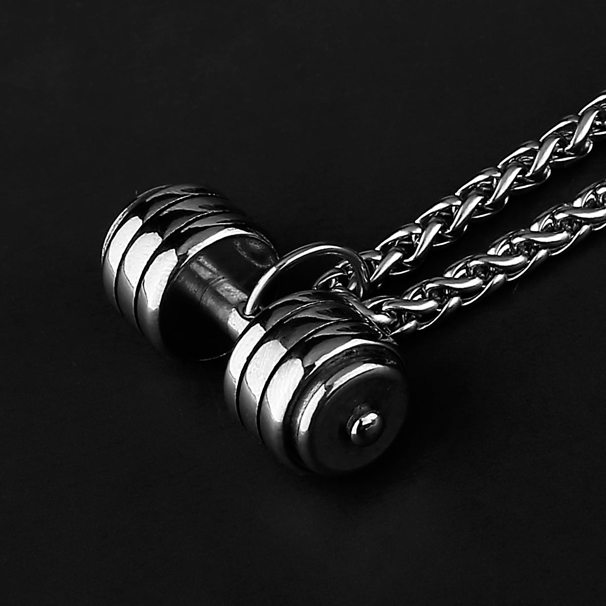Rock Hip Hop Spinning Dumbbell Gym Pendant Men's Fashion Personality Dumbbell Gift Jewelry Wholesale