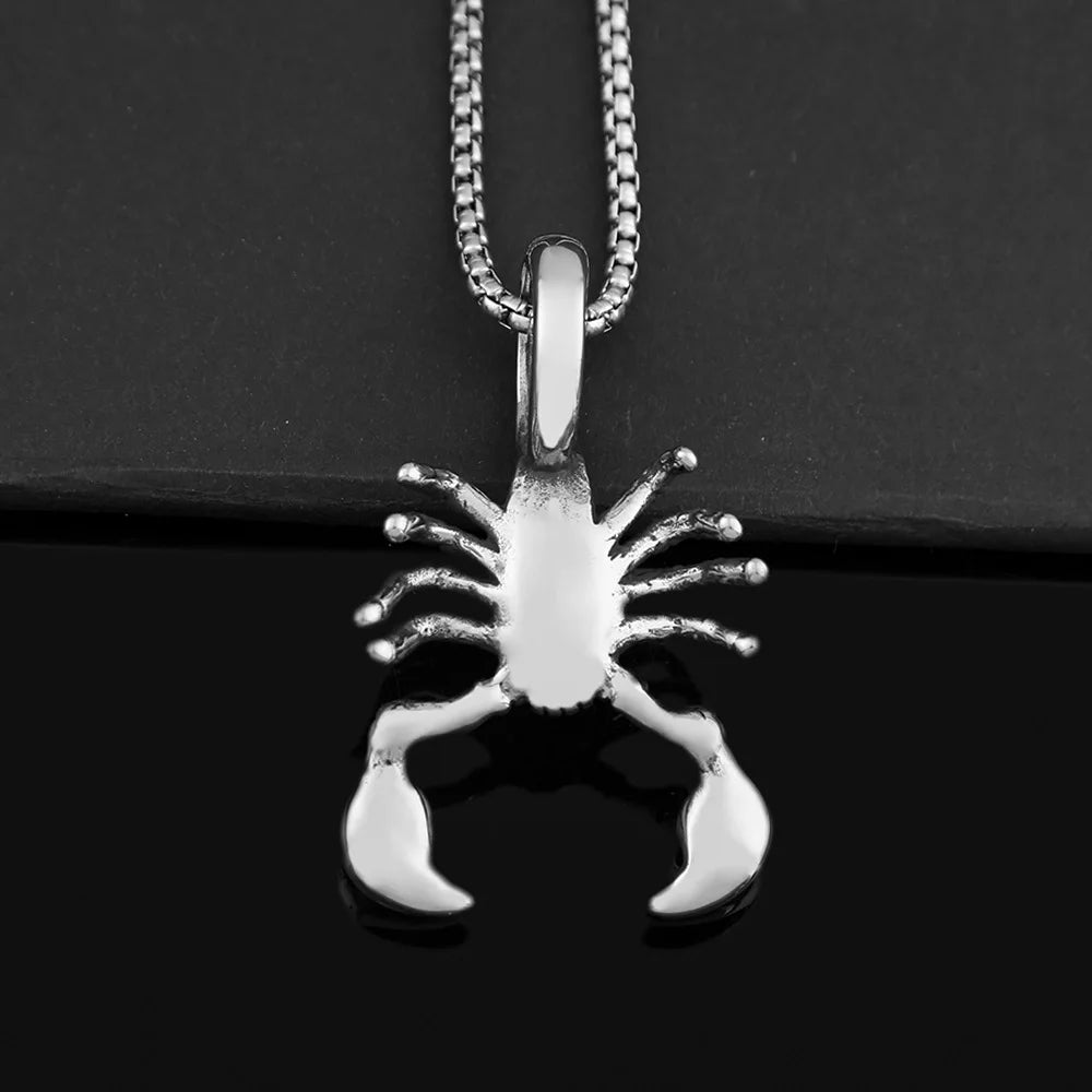 Stainless Steel Retro Poisonous Scorpion Pendant Chain Unique Animal Necklace for Men Trendy Charm Jewelry Accessories