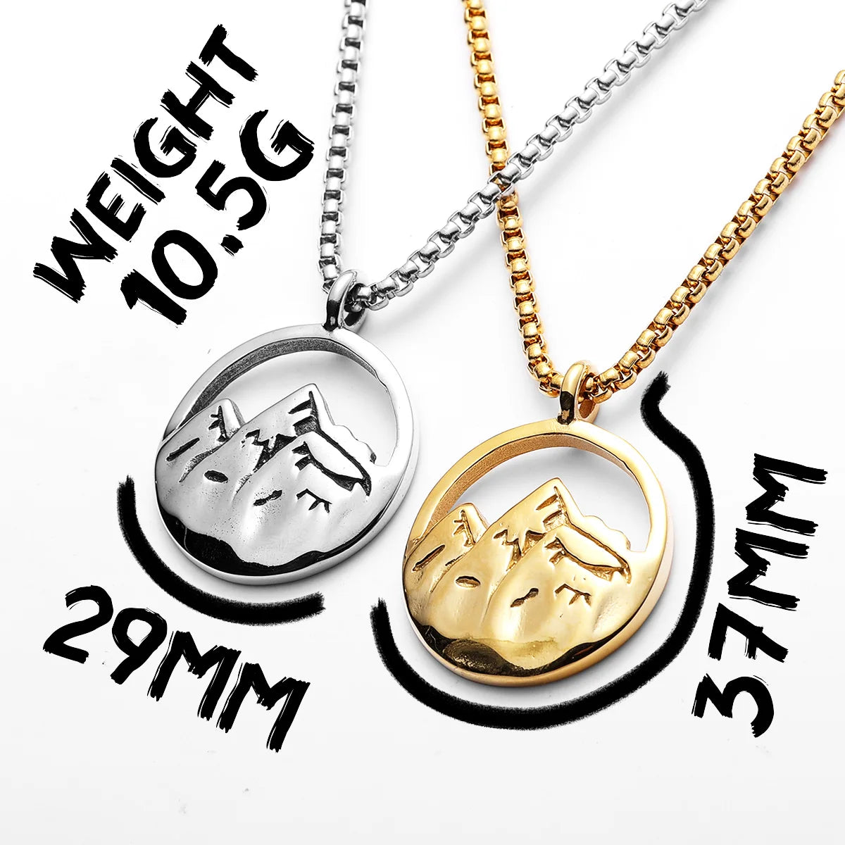 Snow Mountain Stainless Steel Men Necklace Pendant Chain Punk Simple For Women Fashion Jewelry Gifts Wholesale Dropshiping