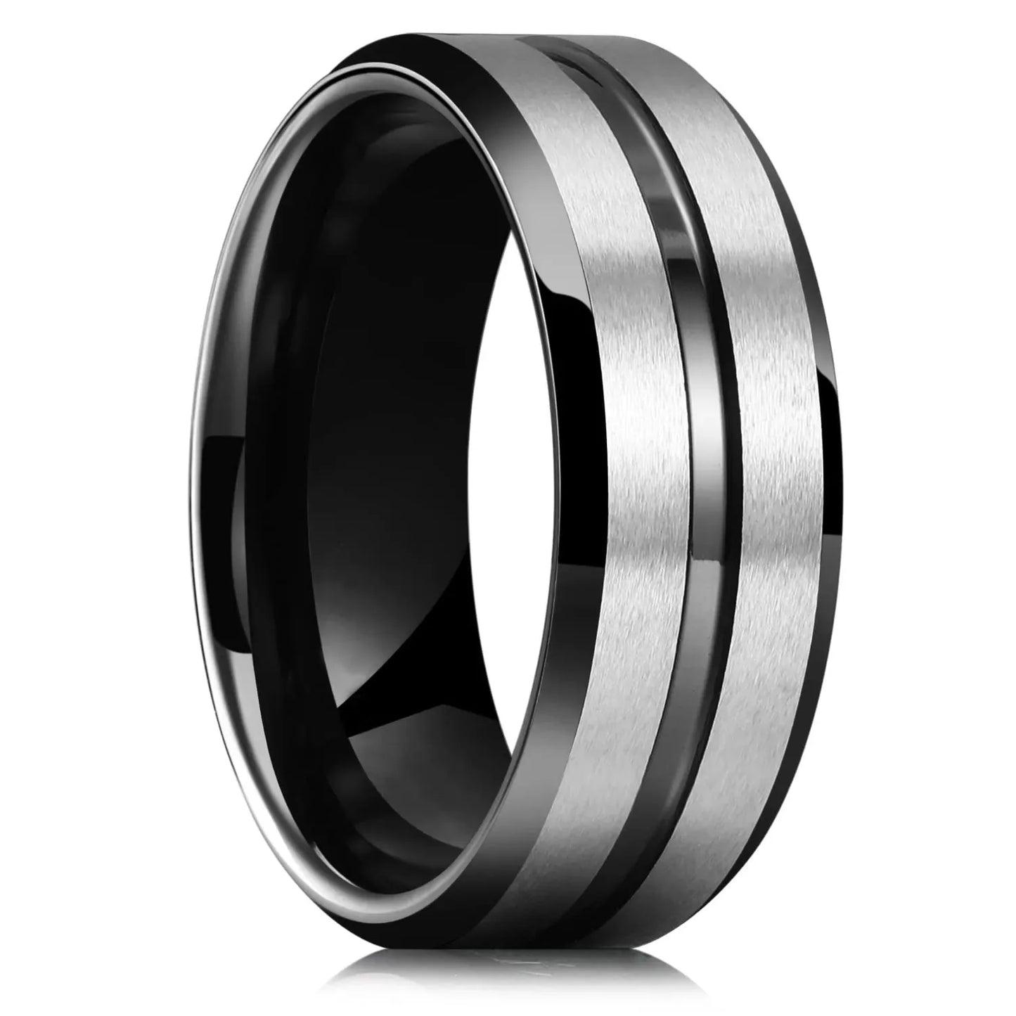 Fashion 8mm Men Stainless Steel Celtic Dragon Rings Inlaid Black Zircon Stone Rings For Men Carbon Fibre Rings Wedding Band Gift