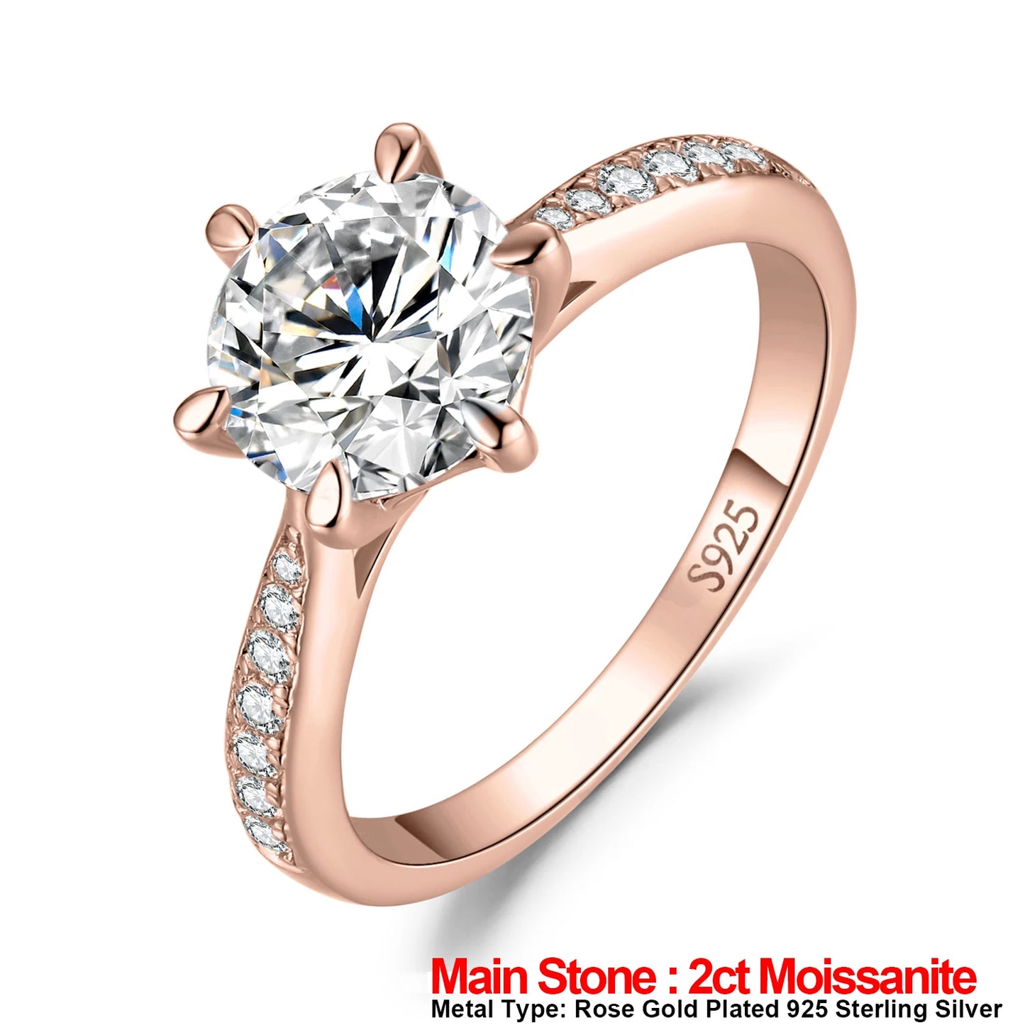 JewelryPalace Moissanite D Color 0.5ct 1ct 1.5ct 2ct 3ct Round S925 Sterling Silver Wedding Engagement Ring for Women