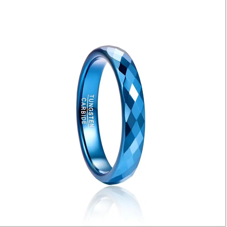 4mm Tungsten Carbide Ring Hammered Finish Rose Gold Blue Wedding Rings for Women Men Comfort Fit Rings Engagement Jewelry Blue T212R