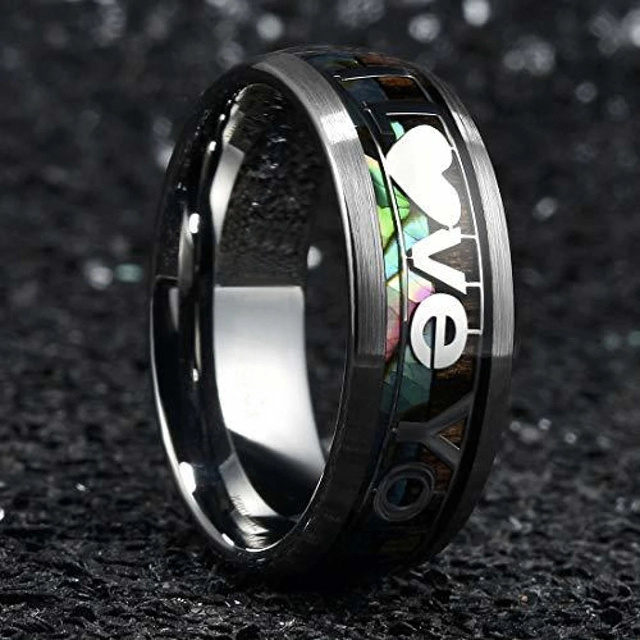Simple Titanium Stainless Steel Rings For Men Women Koa Wood Inlay Luxury Wedding Band Engagement Rings Jewelry anillos mujer
