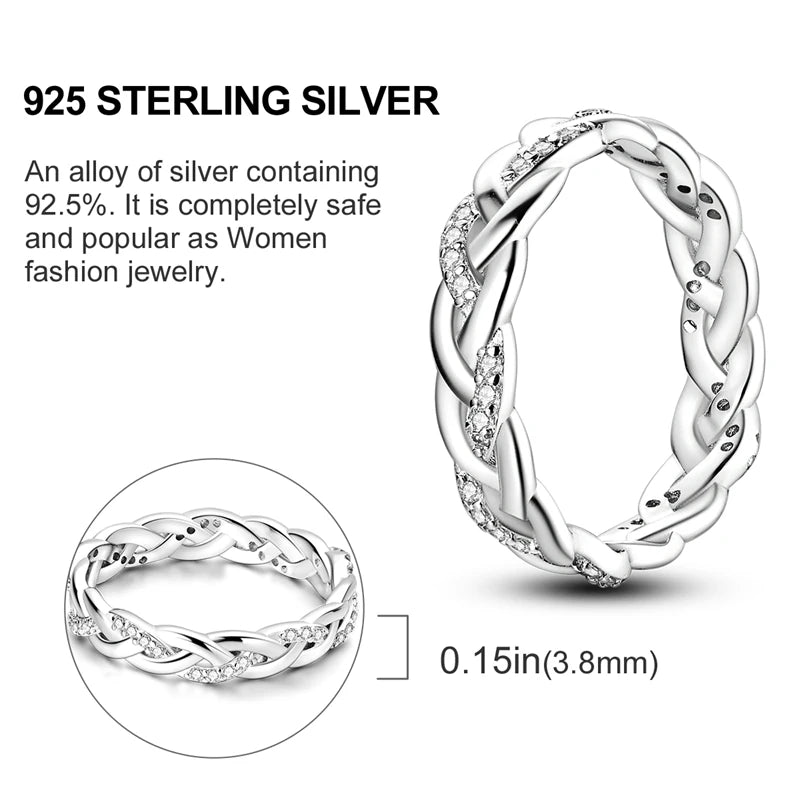 925 Sterling Silver Infinite Love Ring Original Luxury Design Zircon Finger Rings For Women High Quality Wedding Jewelry Gift