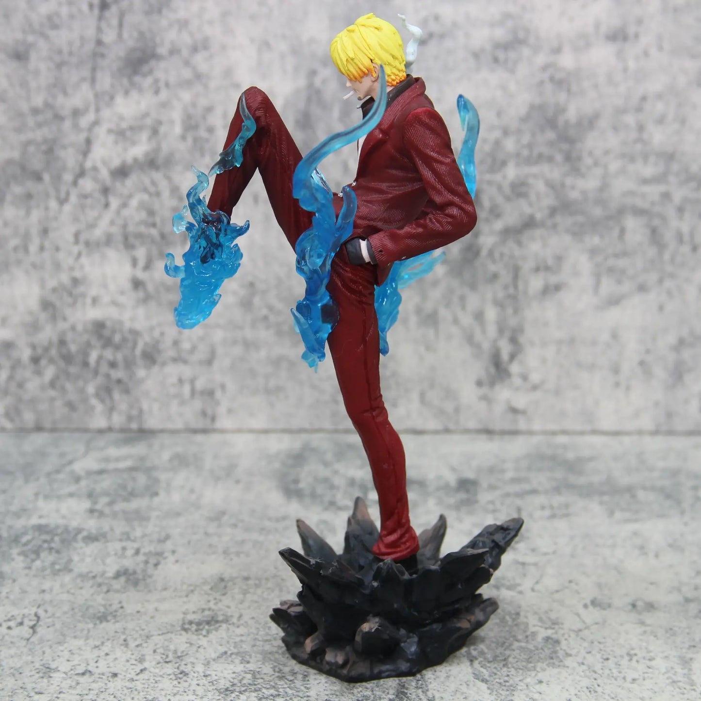 24cm One Piece Gk Sanji Standing Posture Demon Kick Red And Blue Special Effects Anime Figure Model Ornament Statue Toy Gifts