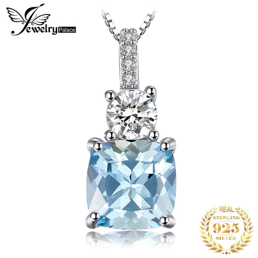JewelryPalace 1.9ct Natural Sky Blue Topaz 925 Sterling Silver Pendant Necklace for Women No Chain Yellow Gold Rose Gold Plated