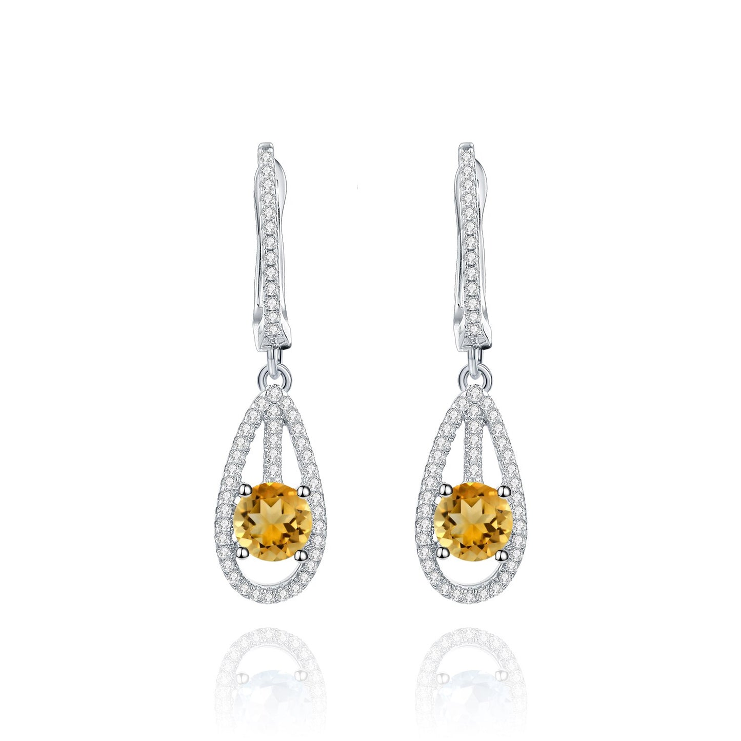 GEM'S BALLET Natural Sky Blue Topaz Elegant Dangle Earrings For Women Jewelry 925 Sterling Silver Gemstone Stud Earrings Citrine 925 Sterling Silver