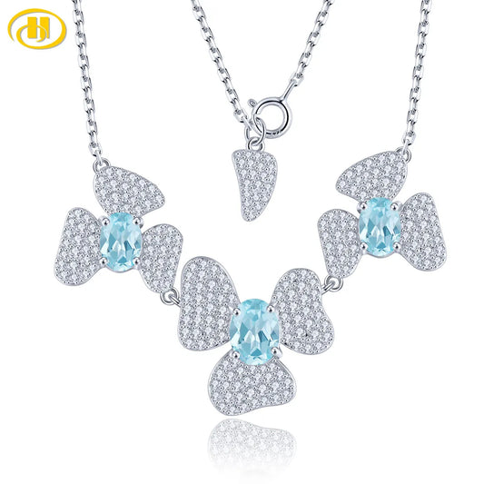 Natural Sky Blue Topaz Sterling Silver Necklace 5.2 Carats Gentle Topaz Romantic Style S925 Women Birthday Gifts Fine Jewelrys