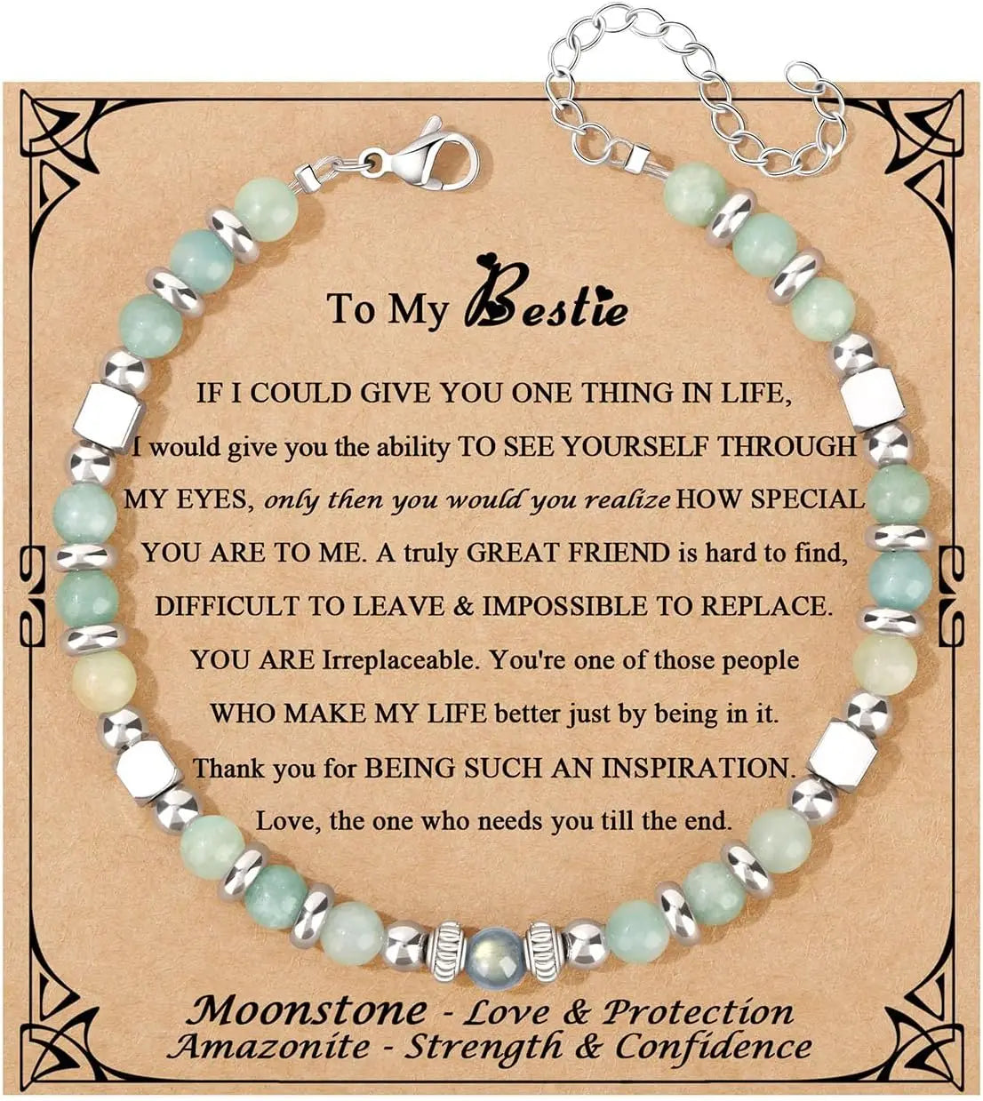 Mothers Day Bracelets gift,Birthday Valentines Gift Amazonite Colorful Imperial Jasper Stainless Steel Beads Bracelets,with card