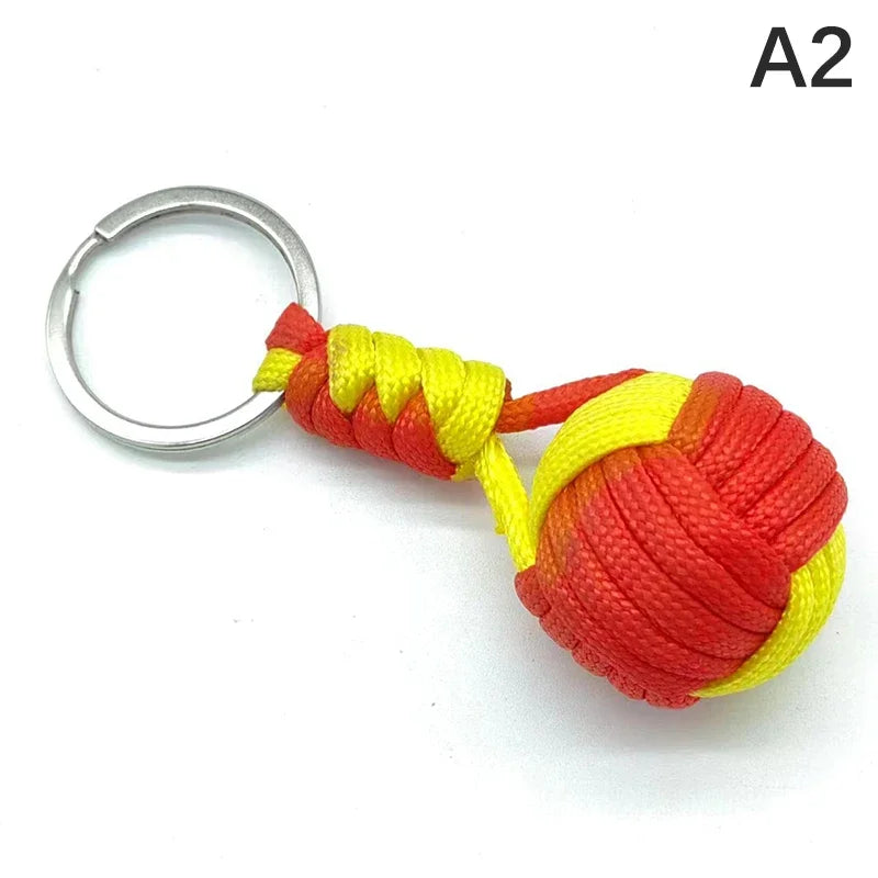 Military Parachute Woven Rope Ball Keychain Lanyard Key Ring Monkey Fist Key Chains Outdoors Survival Tool Jewelry A2