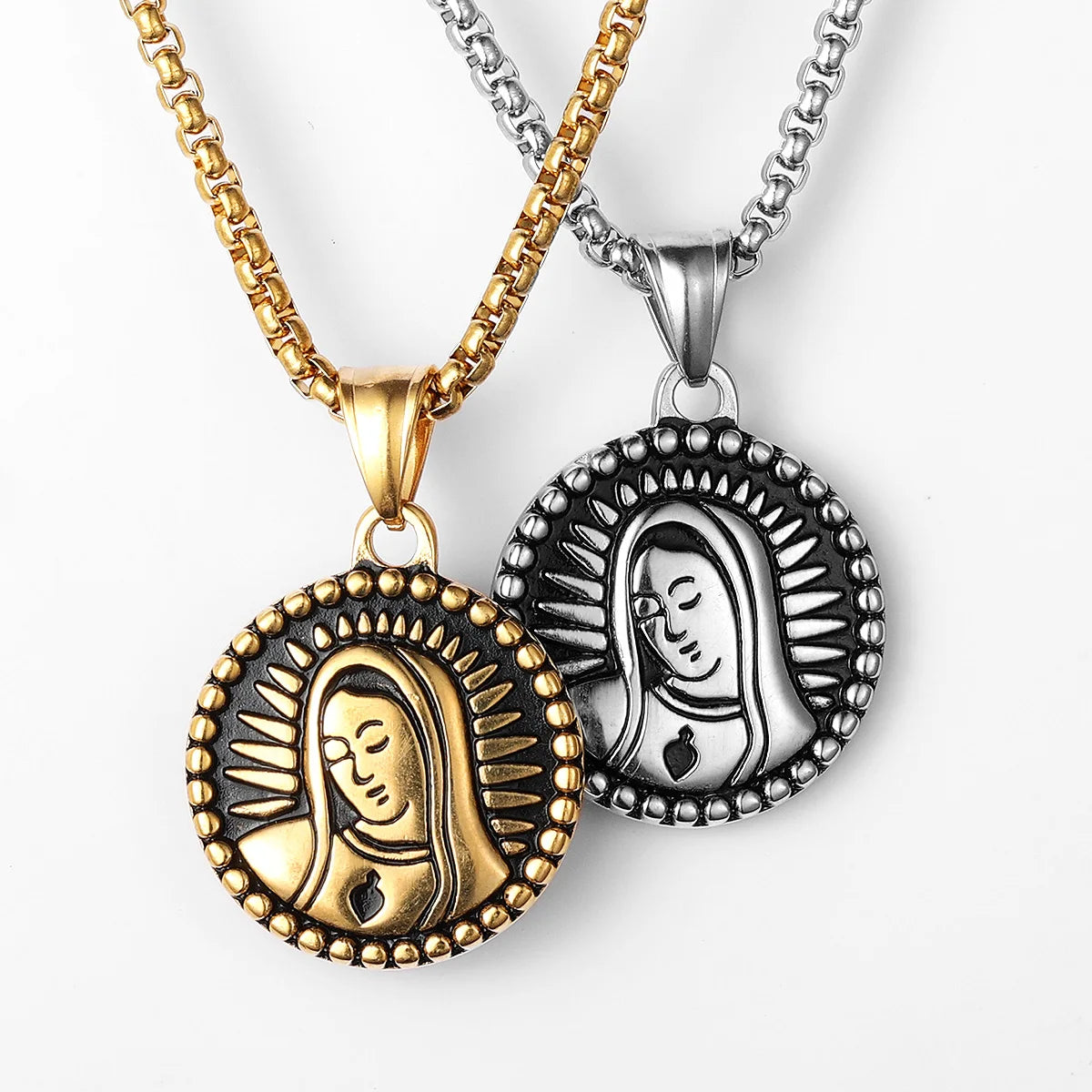 Aesthetic Virgin Mary Powerful Amulet Stainless Steel Men Necklaces Pendant Chain Vintage Cool For Women Jewelry Gifts Wholesale