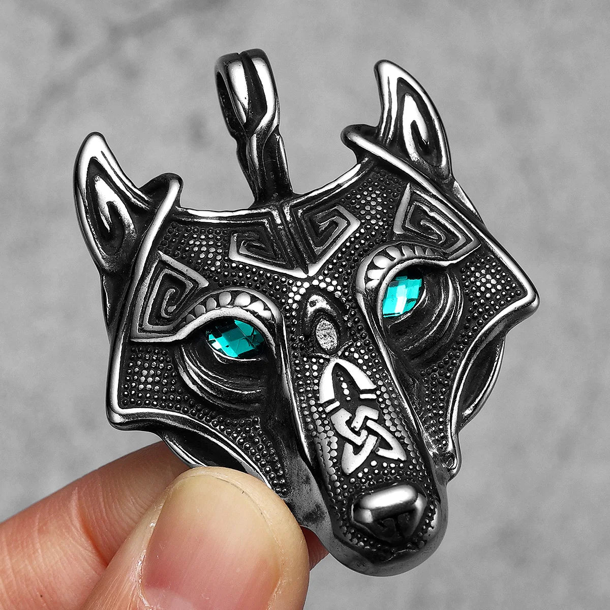 Viking Wolf Gemstone Men Necklaces With Pendant Stainless Steel Jewelry For Male Women Punk Hip Hop Accessories Gifts Wholesale