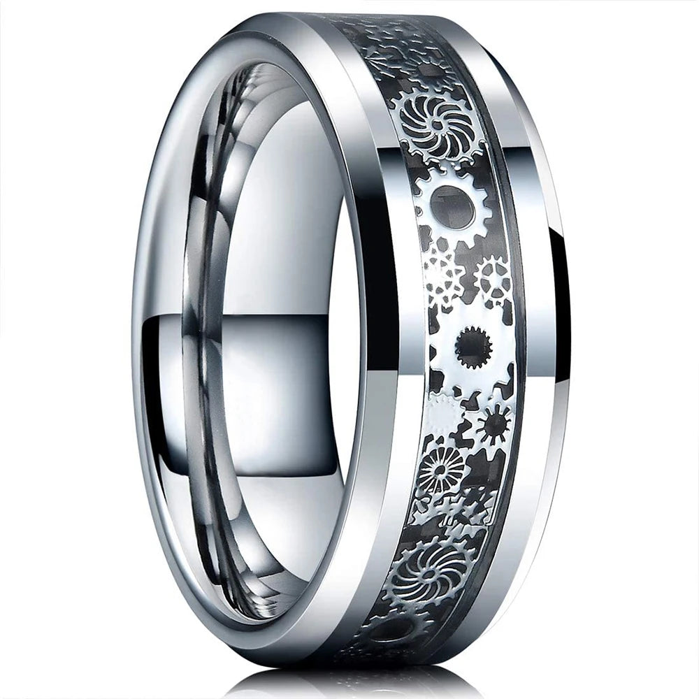 48 styles Fashion 8mm Celtic Dragon Stainless Steel Ring For Men Women Inlay carbon fibre Wedding Band Jewelry Anniversary Gifts