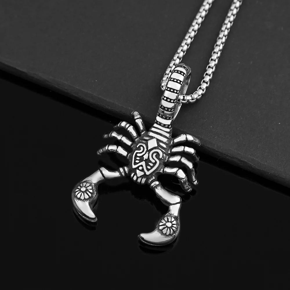 Stainless Steel Retro Poisonous Scorpion Pendant Chain Unique Animal Necklace for Men Trendy Charm Jewelry Accessories