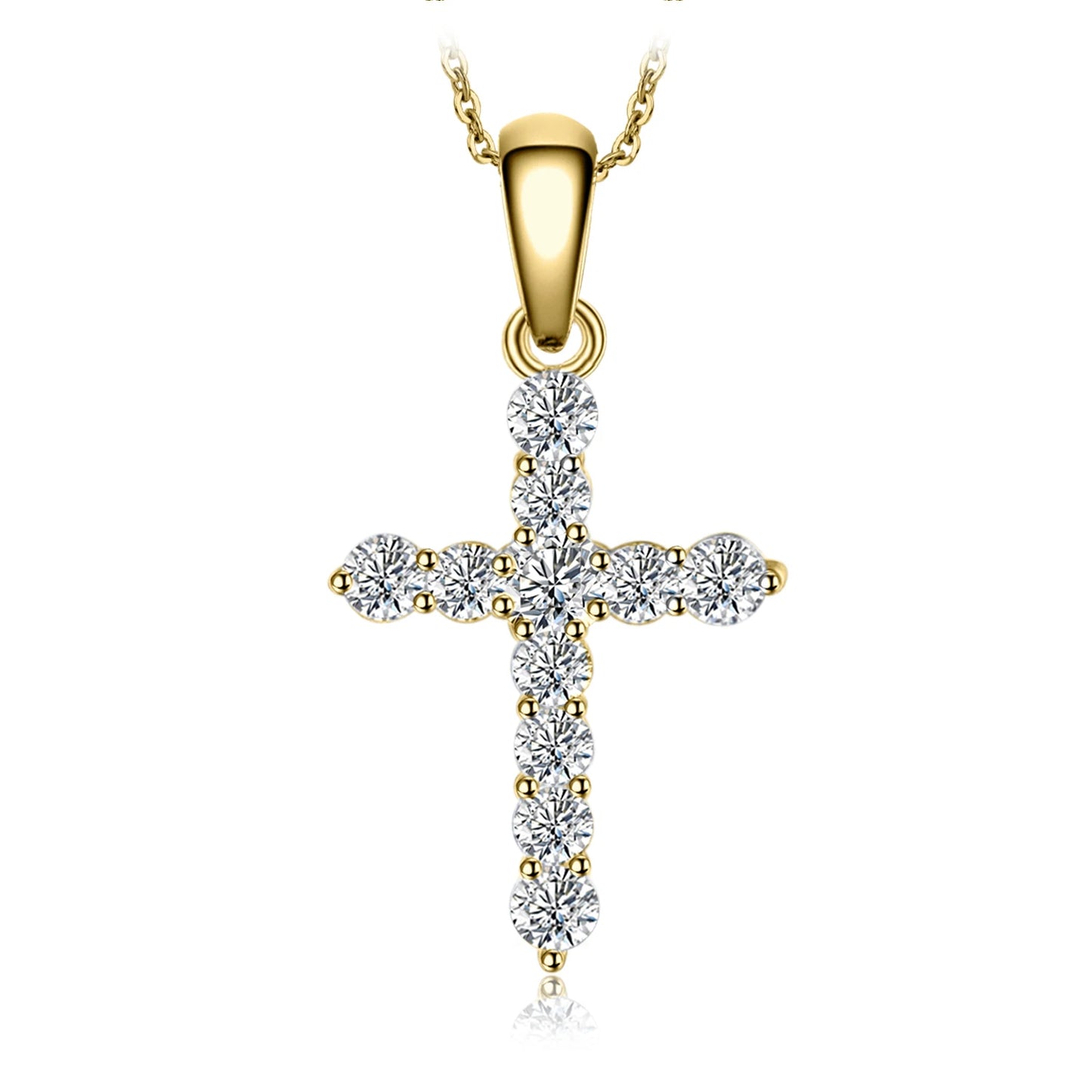 JewelryPalace Cross Sideway 925 Sterling Silver Cubic Zirconia Pendant Necklace for Women Yellow Gold Rose Gold Plated No Chain