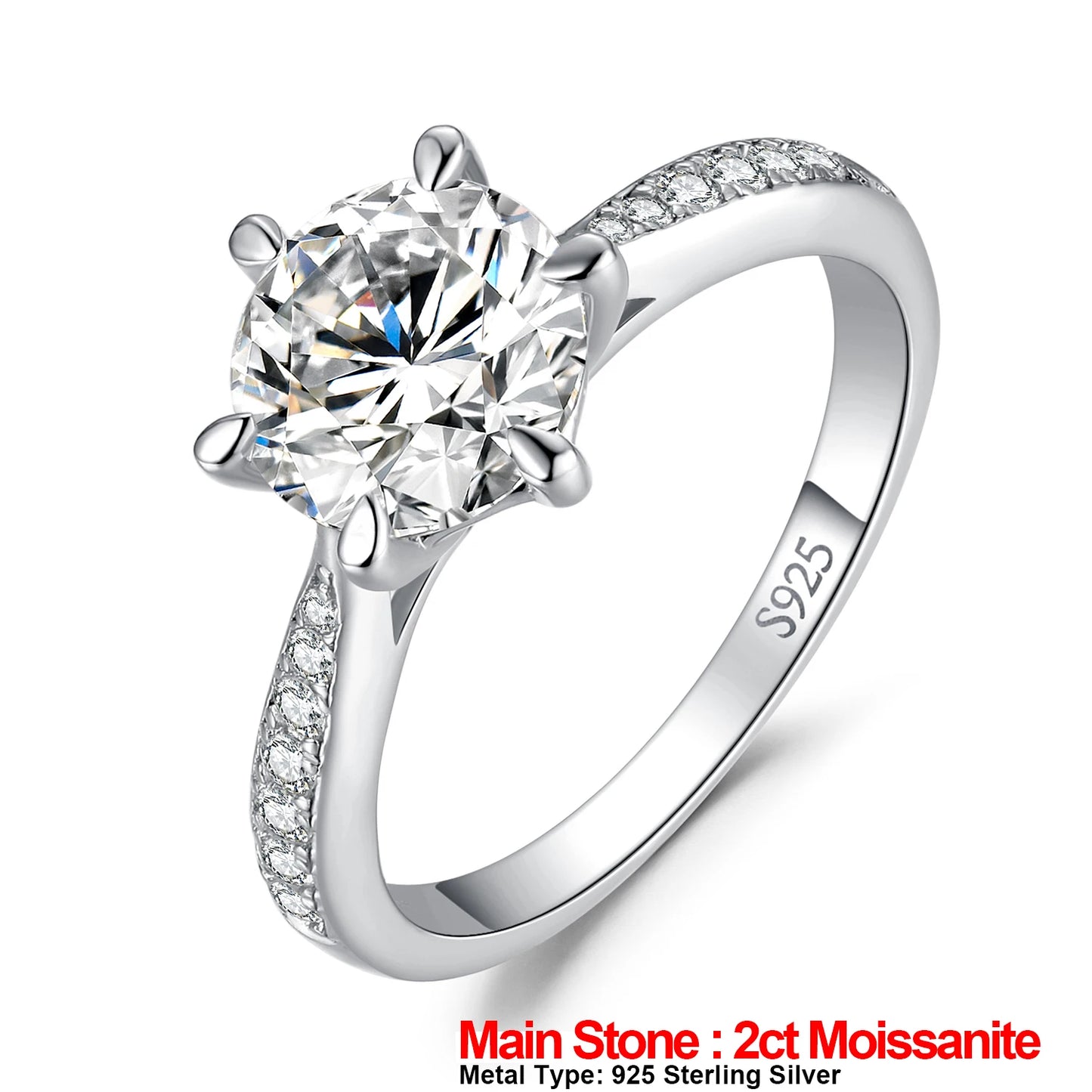 JewelryPalace Moissanite D Color 0.5ct 1ct 1.5ct 2ct 3ct Round S925 Sterling Silver Wedding Engagement Ring for Women GRA Certificate 925 Sterling Silver 3