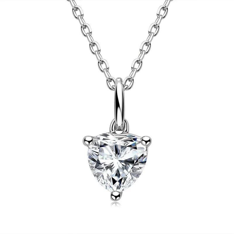 GEM'S BALLET 1.0 ct Brilliant Heart Cut Moissanite VVS1 D Solitaire Pendant Necklace With 18" Chain Solid 925 Sterling Silver White Gold Color 925 Sterling Silver 45cm | CHINA