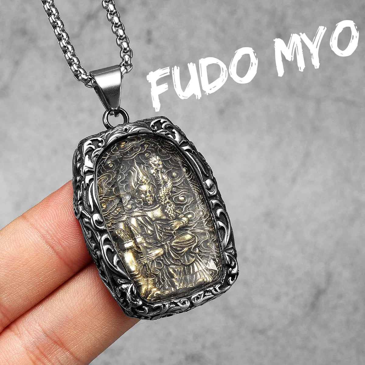 Buddhism Buddha Glass Stainless Steel Men Necklaces Pendant Chain Powerful Amulet Vintage Cool For Women Jewelry Gifts Wholesale