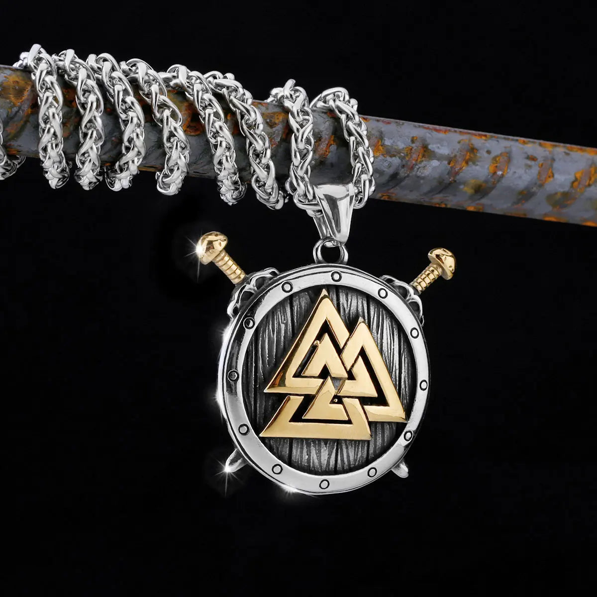 Nordic Totem Amulet Rune Necklace Retro Geometric Pattern Stainless Steel Jewelry Viking Punk Pendant Men's Fashion Jewelry Gift