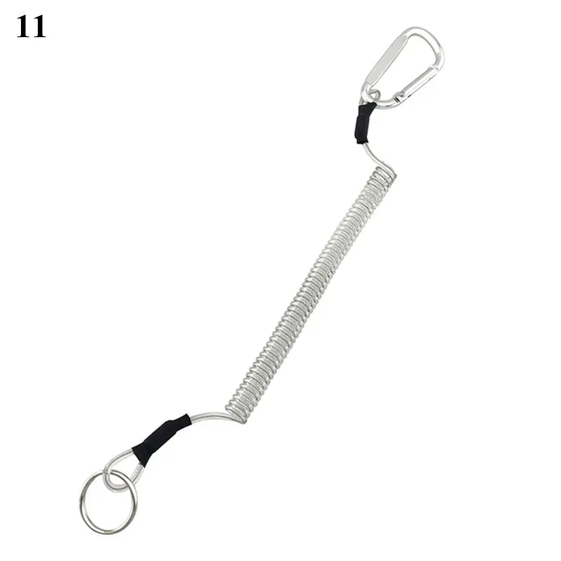 New Spiral Stretch Keychain Elastic Spring Rope Key Ring Metal Carabiner For Outdoor Anti-lost Phone Spring Key Cord Clasp Hook 11 1.2m