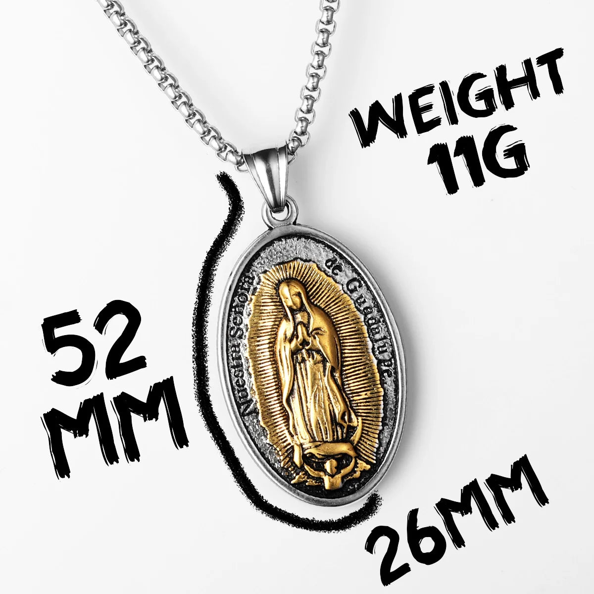 Catholic Guadalupe Powerful Amulet Rose Stainless Steel Men Necklaces Pendant Chain Vintage For Women Jewelry Gifts Wholesale