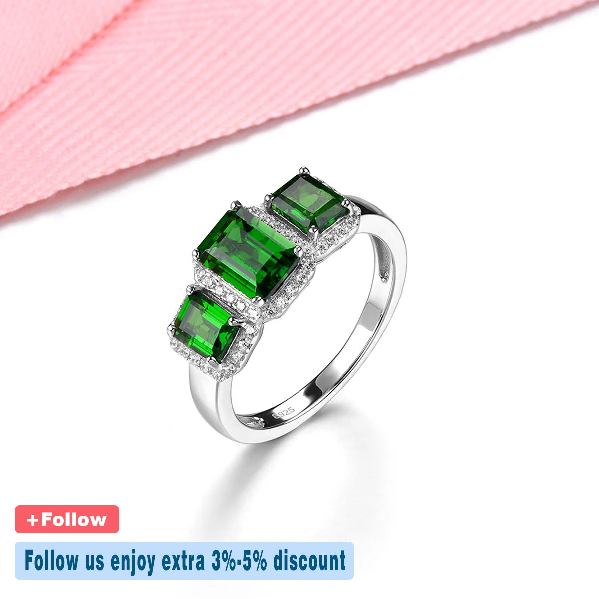 Natural Chrome Diopside Sterling Silver Rings 1.8 Carats Genuine Gemstone Fine Jewelrys Women New Year Anniversary Gifts