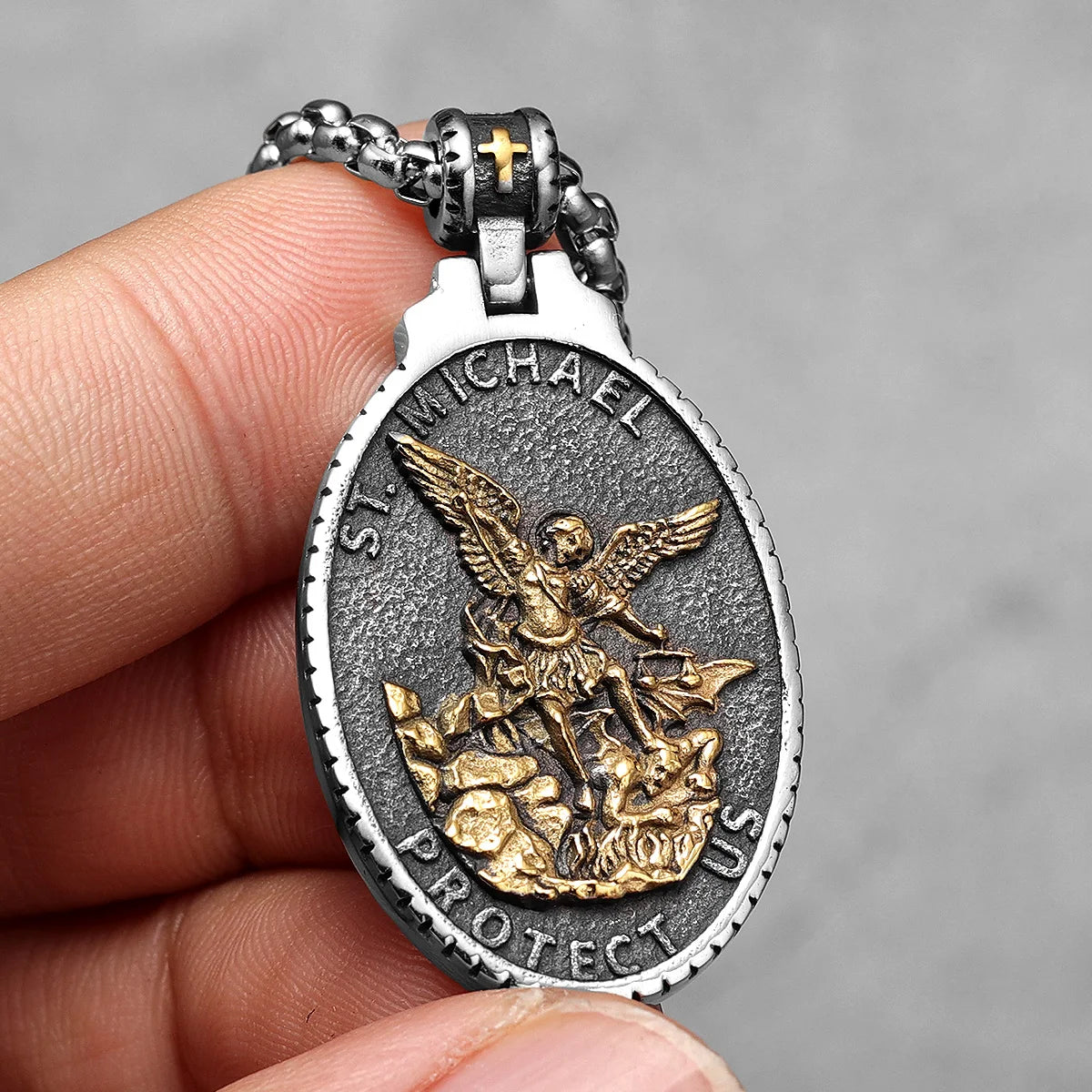 Archangel St.Michael Guardian Stainless Steel Men Necklaces Pendant Chain Punk Stylish For Women Fashion Jewelry Gifts Wholesale