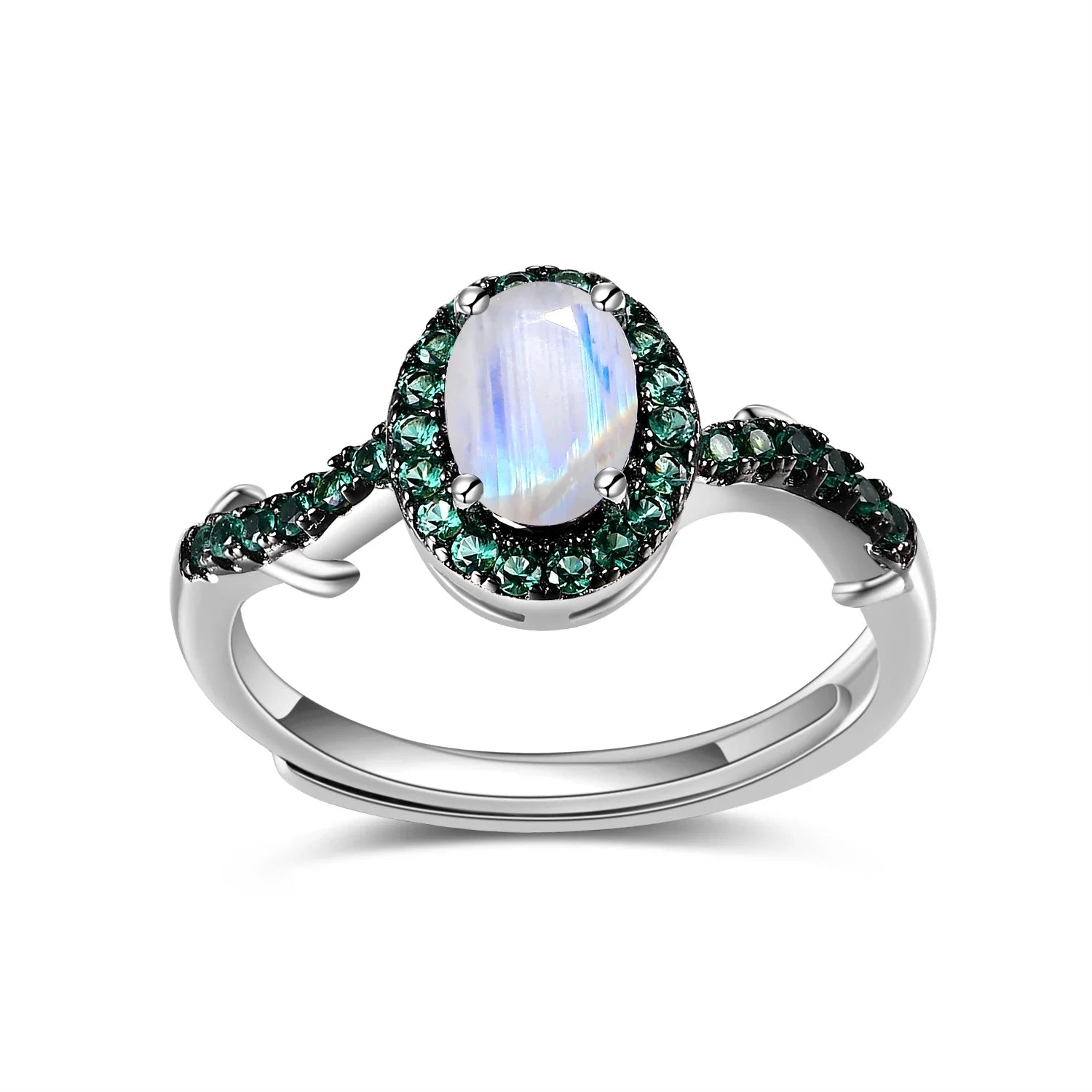 GEM'S BALLET Design Kite Amethyst Brambles Gemstone Ring Sets for Women Solid 925 Sterling Silver Luxury Kite Wedding Jewelry resizable CHINA Moonstone | 925 Sterling Silver
