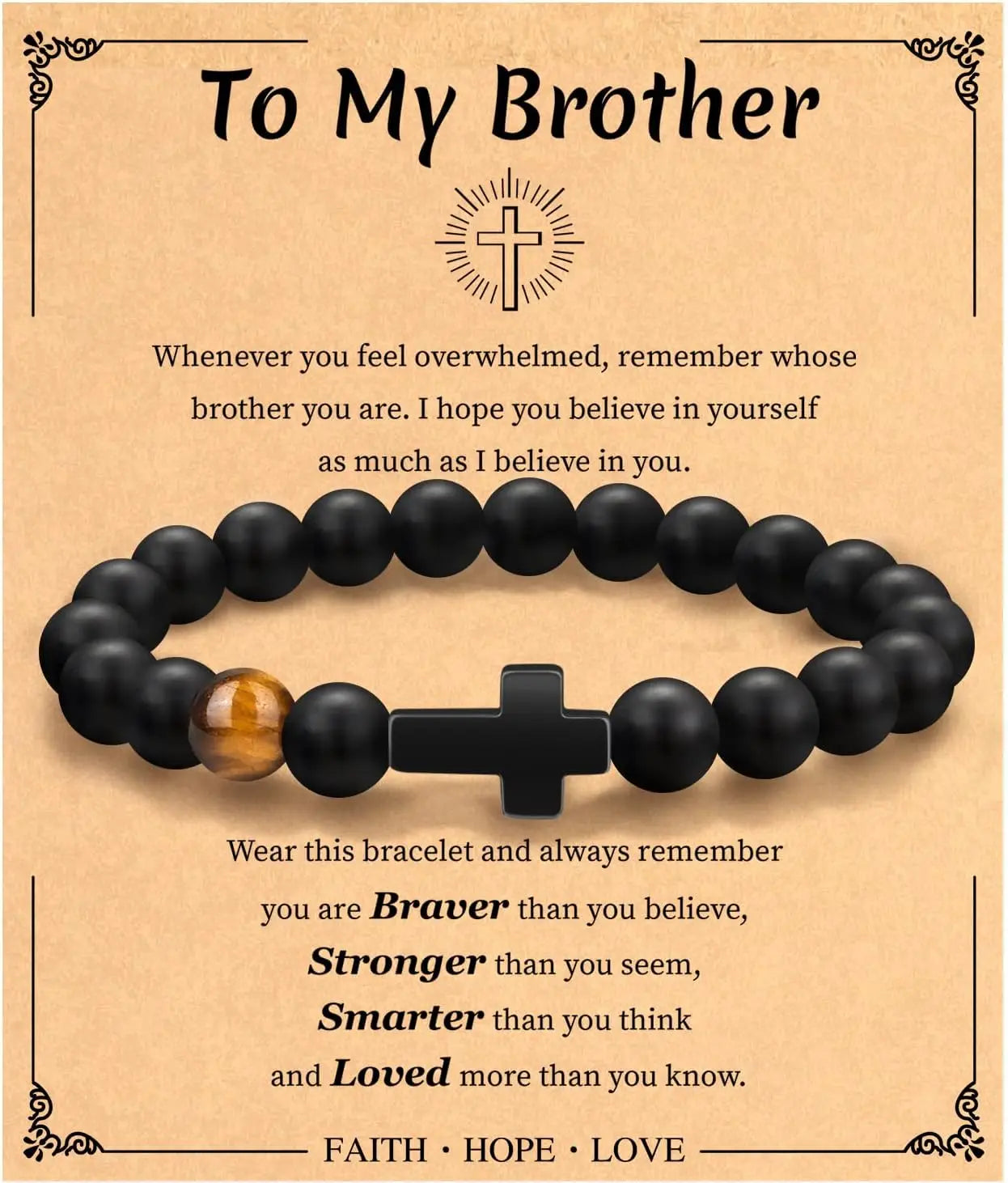 Easter Basket Stuffers Religious Cross Bracelet for Him Son Dad Man Inspirational Faith Jewelry