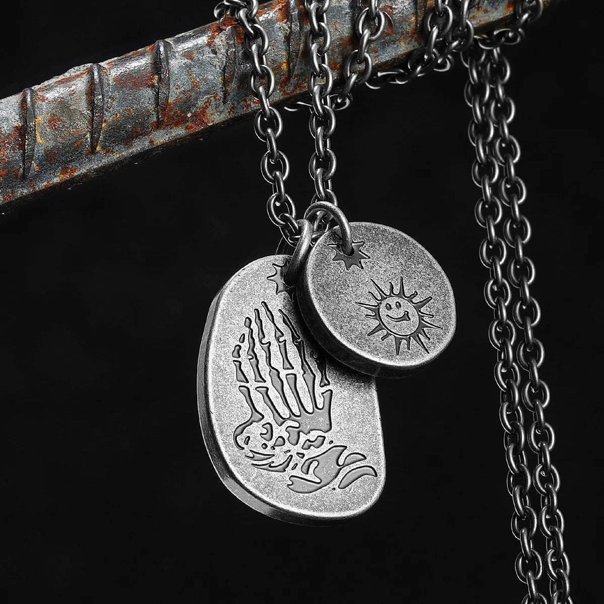 Retro Lightning Pray Tag Stainless Steel Men Necklaces Pendant Chain Punk for Women Fashion Jewelry Gifts Wholesale Dropshiping