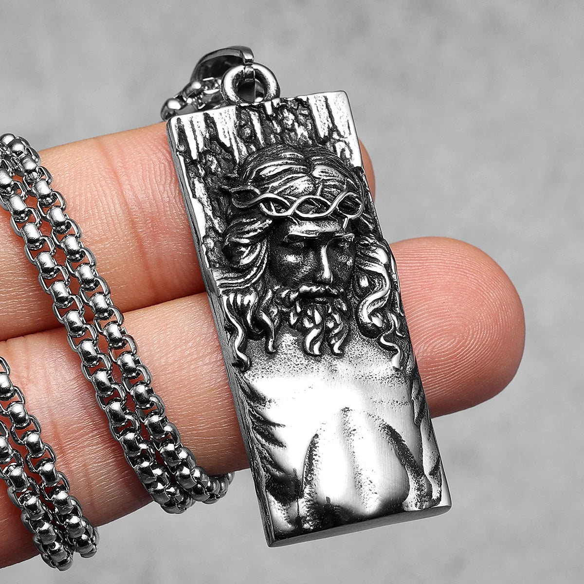 Jesus Retro Powerful Amulets Stainless Steel Men Necklaces Pendant Chain Punk For Women Fashion Jewelry Gifts Wholesale