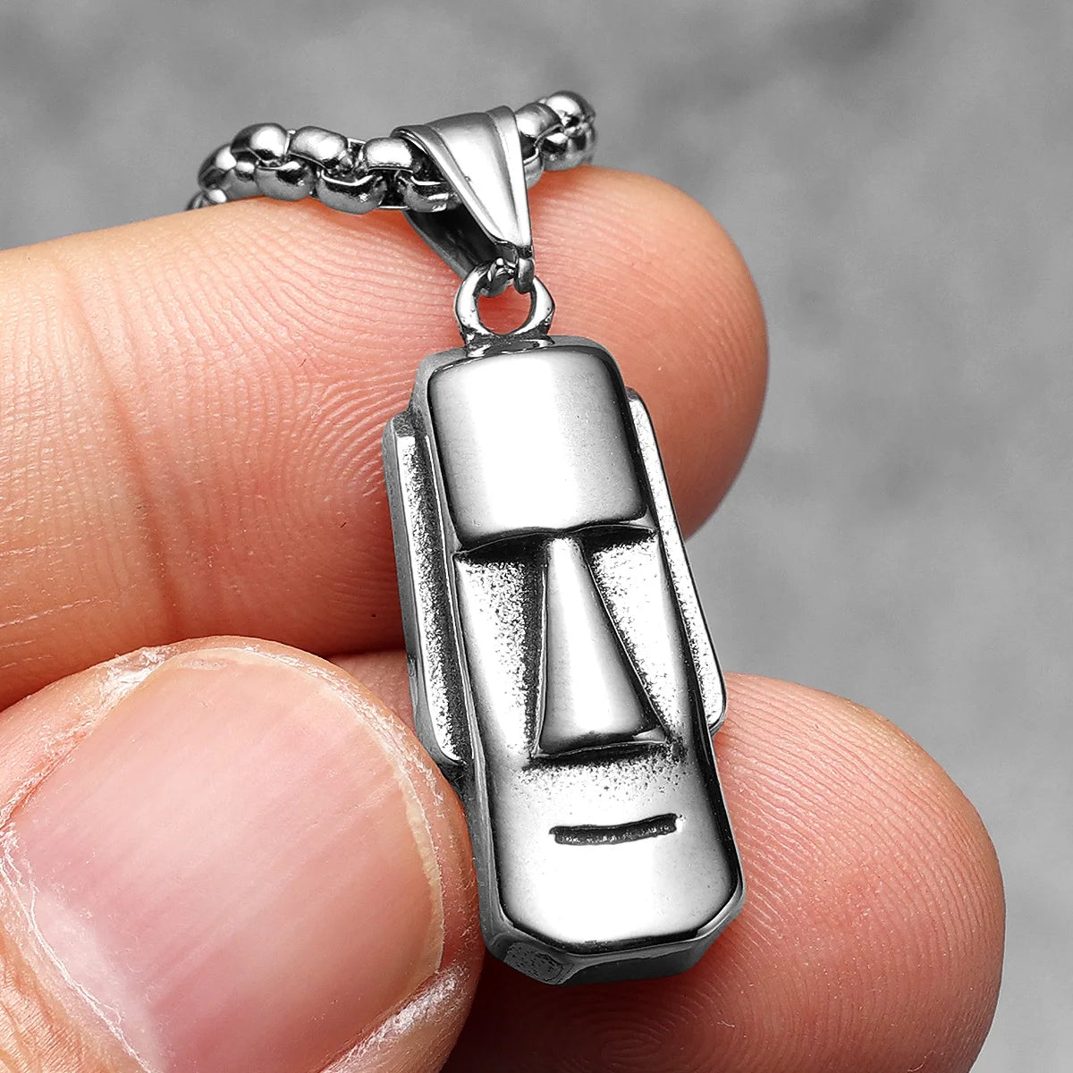 Easter Island Moai Stainless Steel Men Necklaces Pendant Chain Punk Stylish For Women Fashion Jewelry Gifts Wholesale