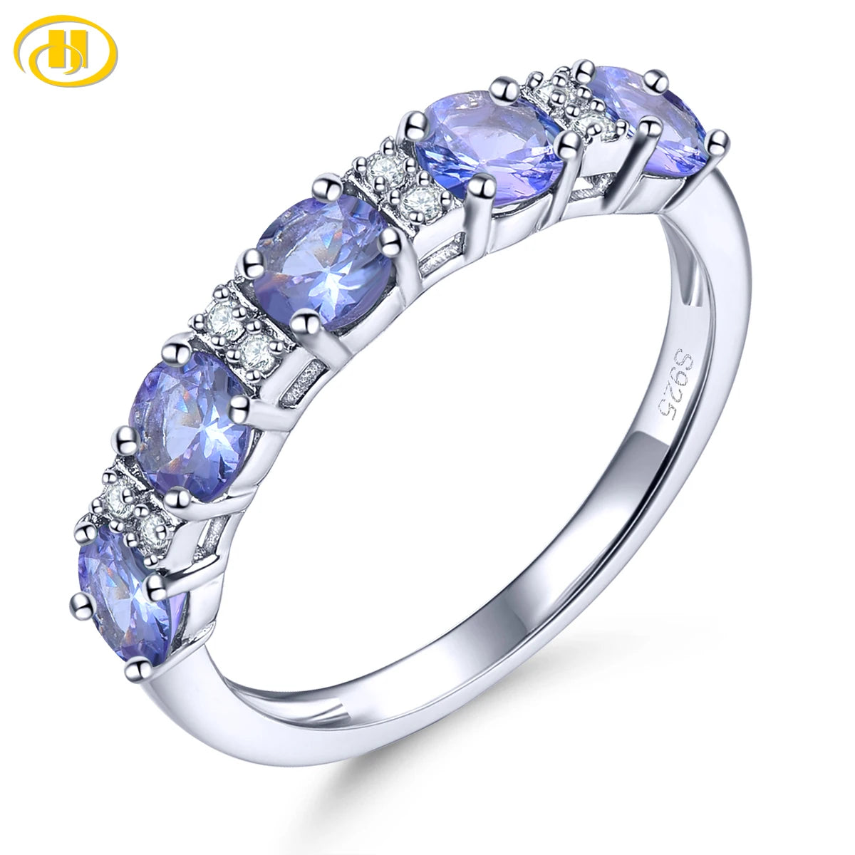 Natural Tanzanite Sterling Silver Rings 1.3 Carats Genuine Gemstone Women Classic Elegant Fine Jewelry S925 New Year Gifts