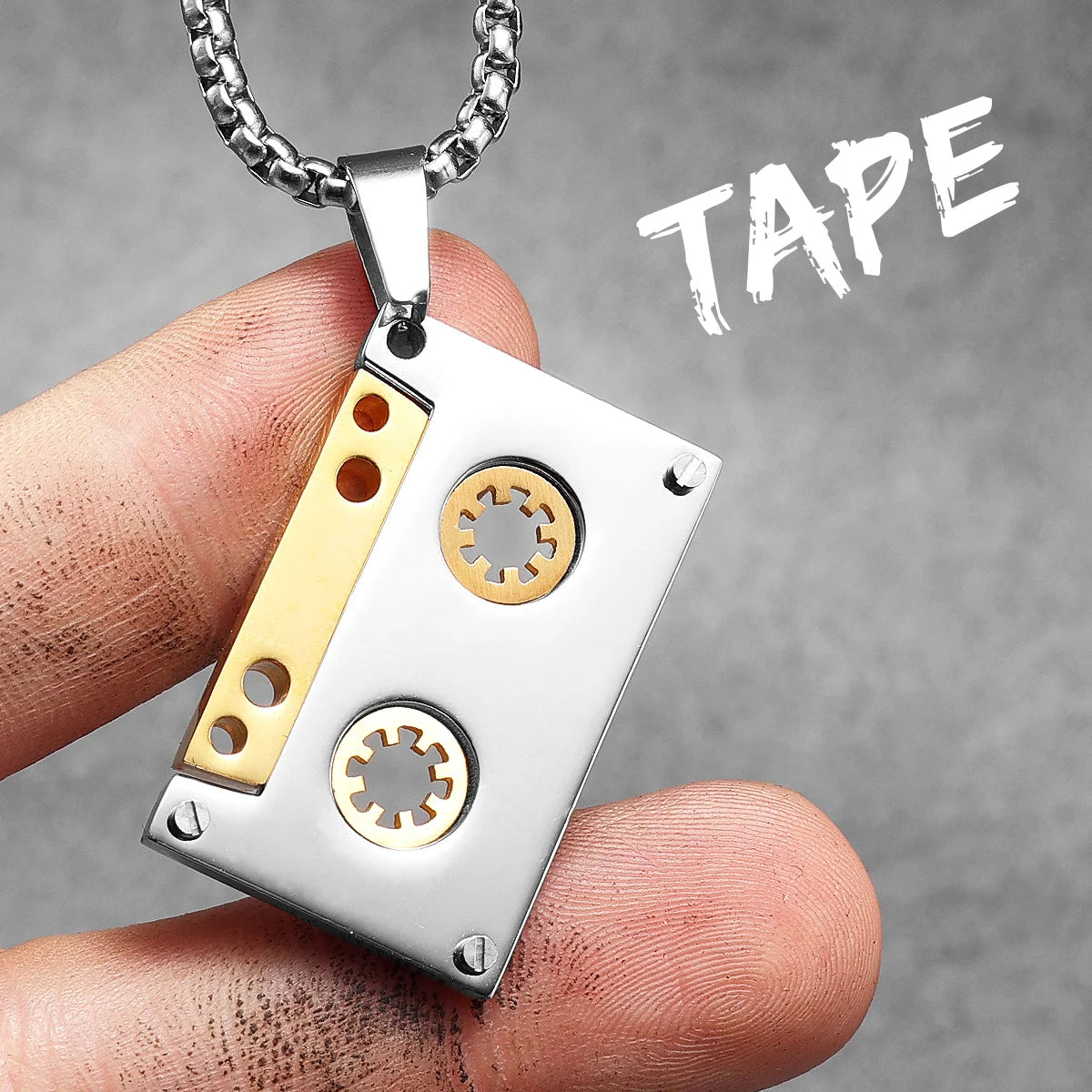 Musical Instrument Guitar Tape Stainless Steel Men Necklaces Pendant Chain Punk Rock Hiphop Women Fashion Jewelry Gift Wholesale