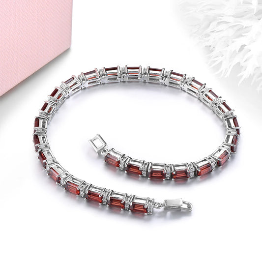 Natural Mozambique Garnet Sterling Silver Bracelets 10 Carats Genuine Red Gemstone Women Favorite Classic Style Fine Jewelrys