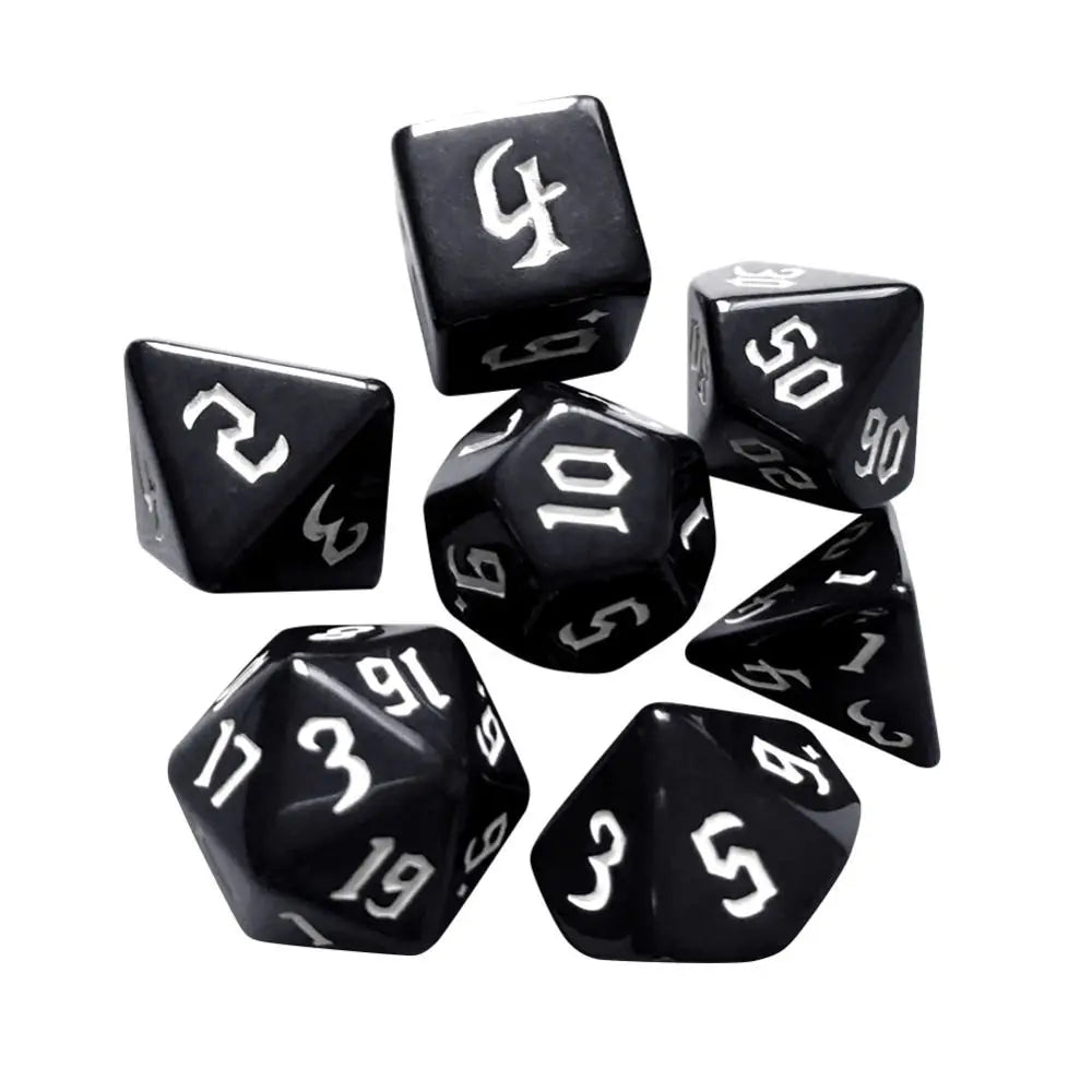 7pcs/set Multifaceted Digital Dice Set Acrylic Table Game Opaque Polyhedral Dices for DND Dice Tabletop Role-Playing Game White