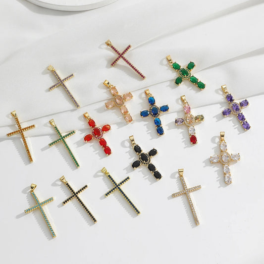 BenS Bohemian Cross Charms for Jewelry Making Supplies Pave Zircon Cross pendant DIY handmade Jewelry materials wholesale P13