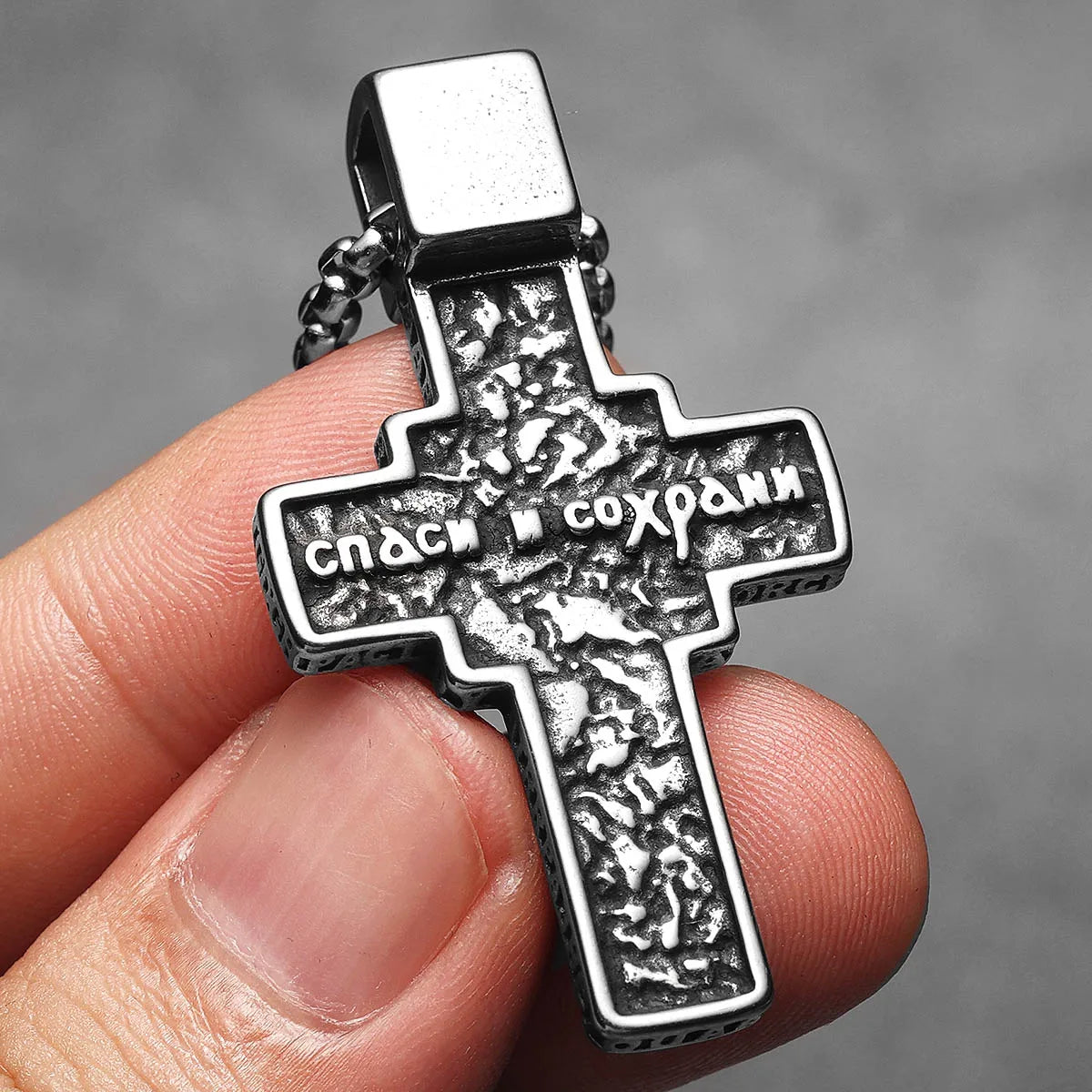 Jesus Carving Cross Amulets Stainless Steel Men Necklaces Pendant Chain Punk Women Fashion Jewelry Gifts Wholesale Dropshiping