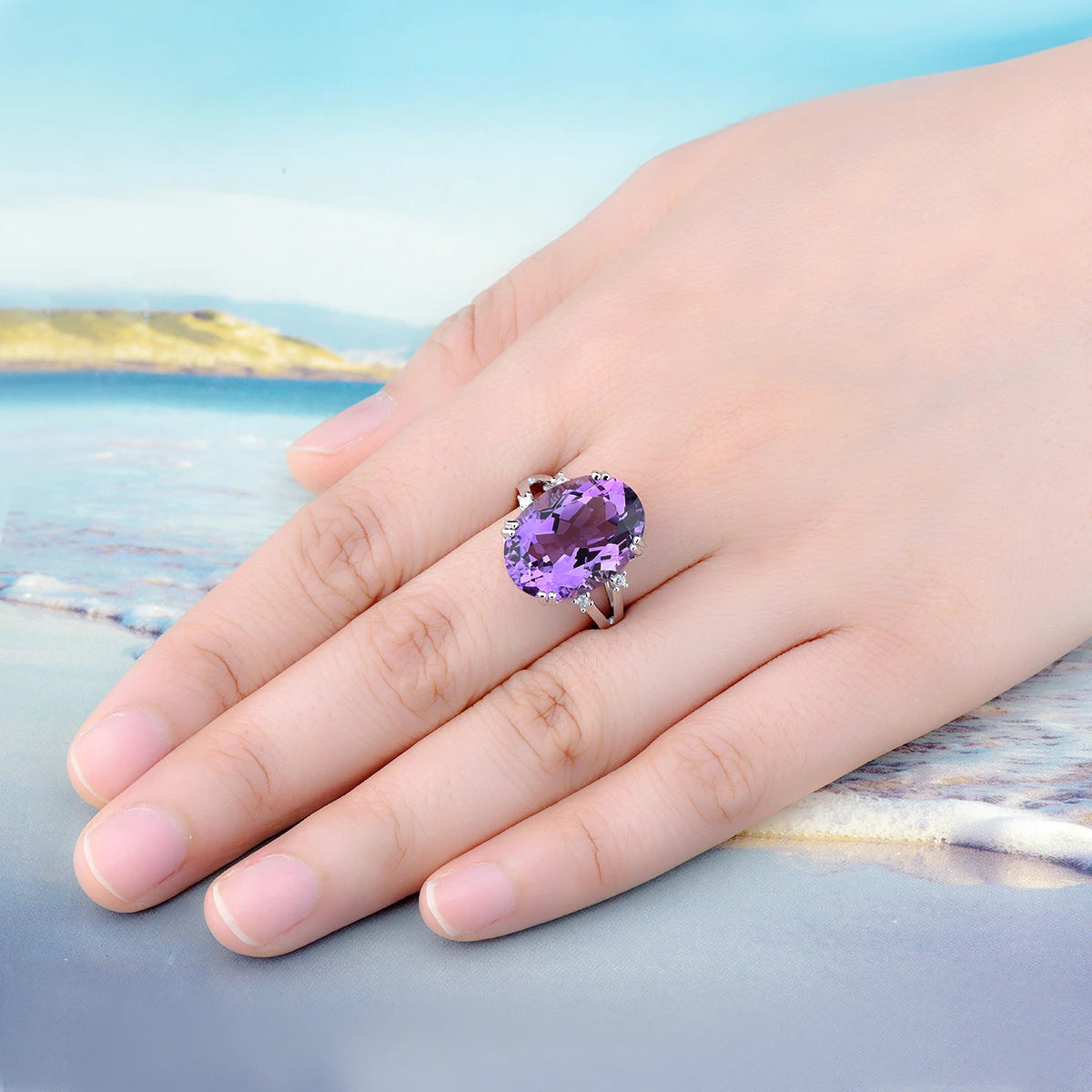 Natural Amethyst South Africa Solid Silver Rings 11.5 Carats Genuine Deep Purple Luxury Fine Jewelrys Anniversary Birthday Gifts