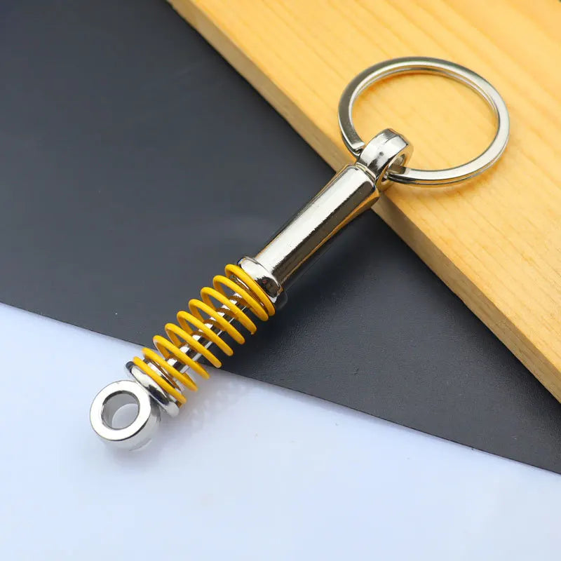 Mini Zinc Alloy Auto Parts Keychains Simulated Speed Gearbox Absorber Motor Piston Pendant Car Keys Holder Keyring Cute Men Gift JZ yellow 8 cm