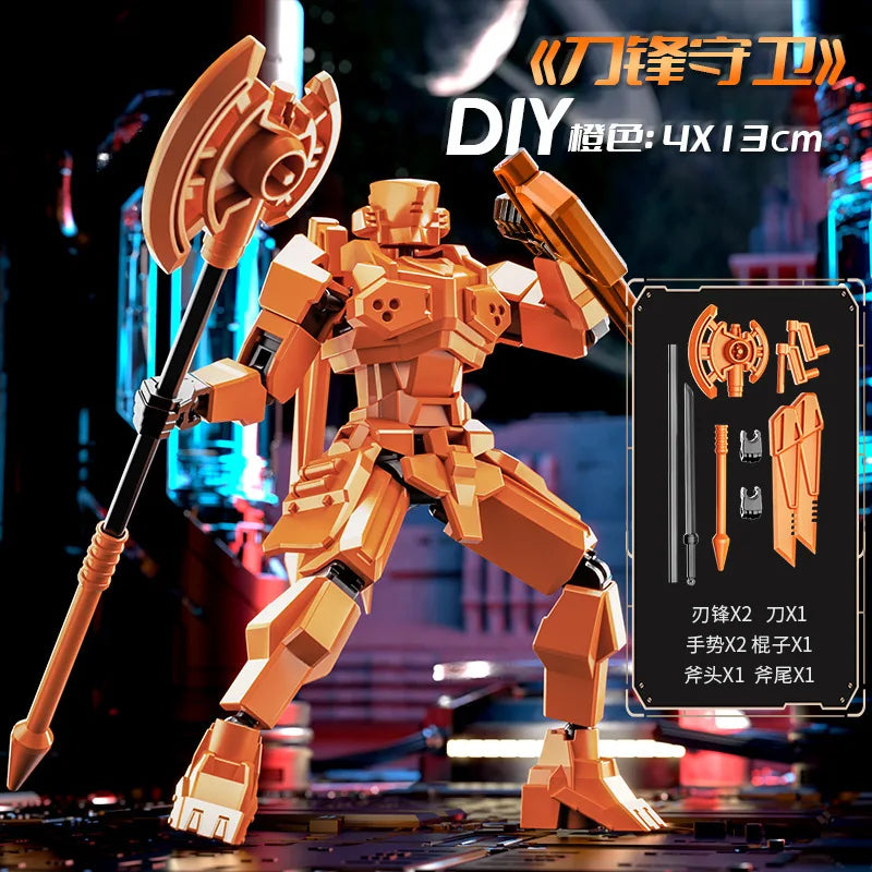 DIY Creative Ancient Roman Style Multi Joint Mobile building Justice Shield Mech Toy Assembly Model Handmade for children gifts