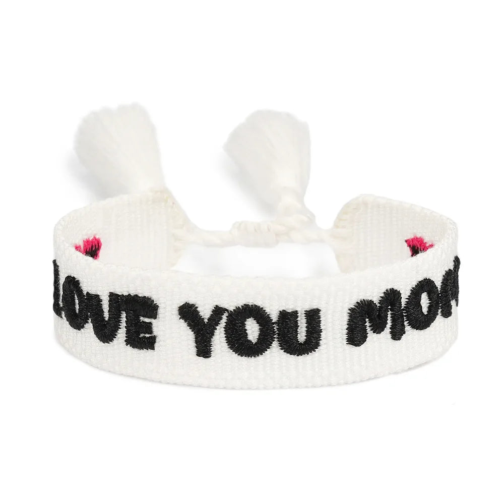 I LOVE YOU MOM, Tassel Handcrafted Beaded Bracelet, 18k Gold Heart, Perfect for Mother's Day, Birthday, or Gratitude Gifts