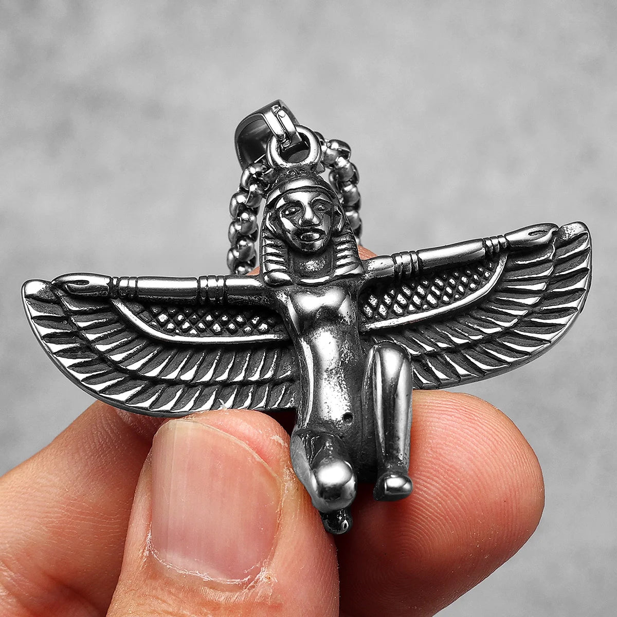 Egyptian Pharaoh Eagle Wing Stainless Steel Men Necklaces Pendant Chain Powerful Amulet Vintage For Women Jewelry Gift Wholesale
