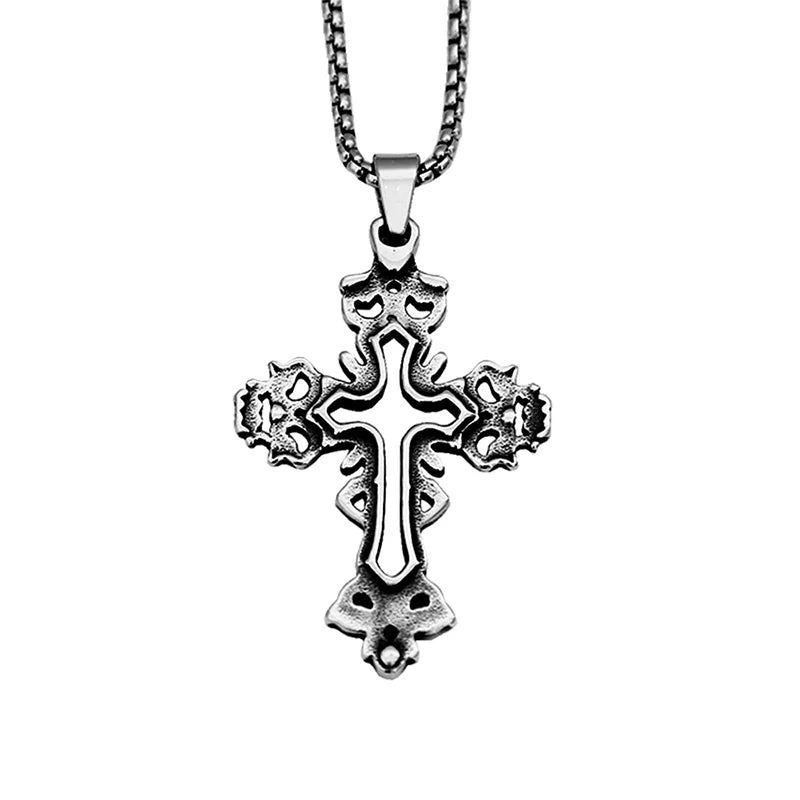 Fashion Skull Cross Necklaces Amulet Creative Hollow out design Cross Pendant Stainless Steel Jewelry Accessories Dropshipping