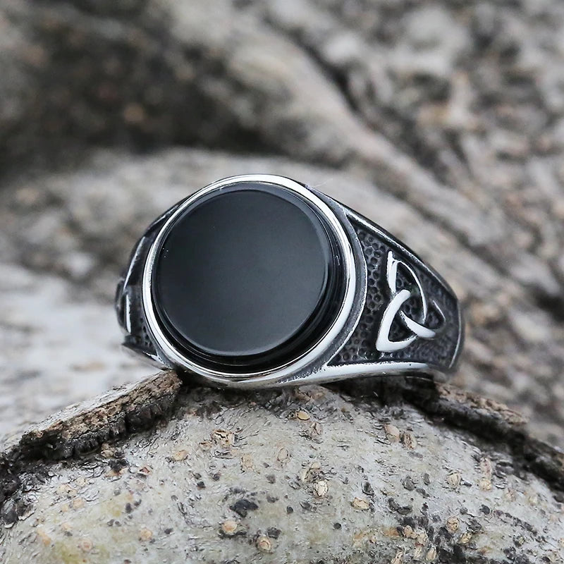 Viking Stainless Steel Celtics Knot Ring Men Nordic Trinity Wedding Stone  Women's Band Promise Jewelry OSR933
