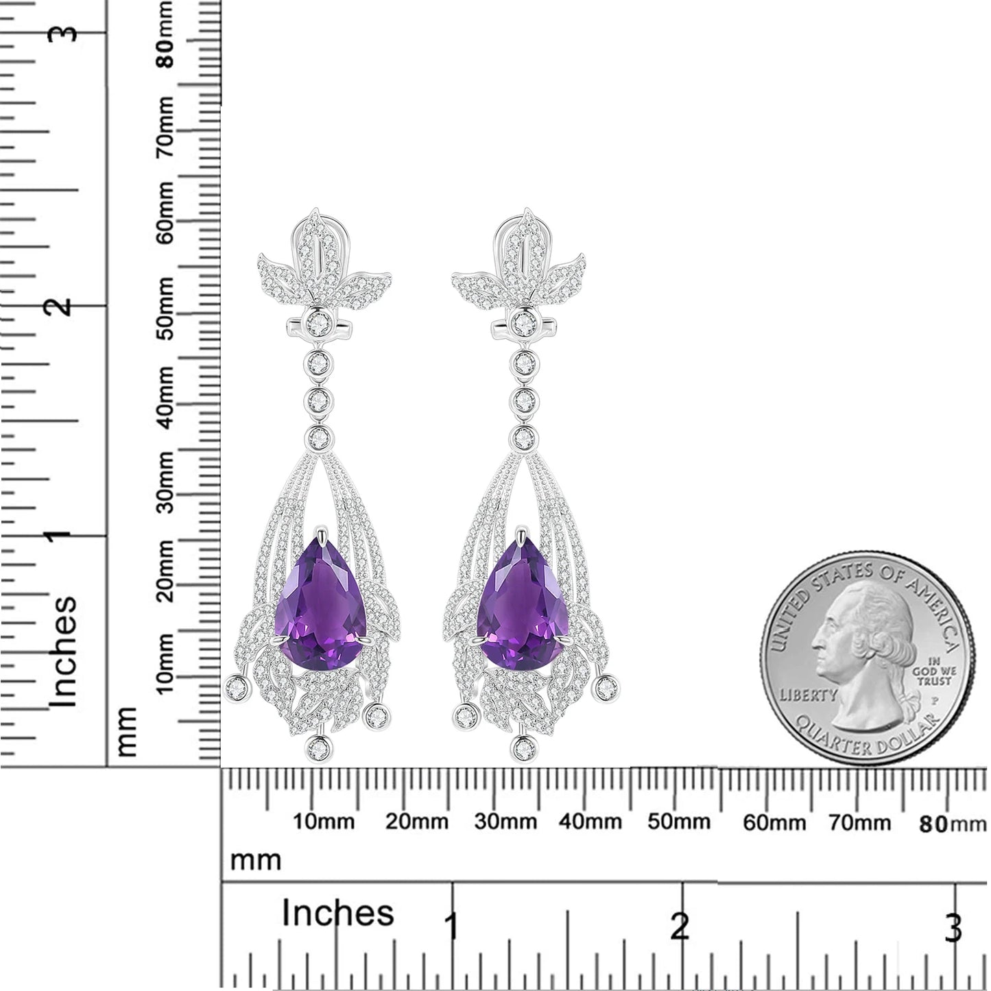 GEM'S BALLET Natural Amethyst Statement Earrings in 925 Sterling Silver Chandelier Earrings Luxury Bridal Jewelry Gift For Her
