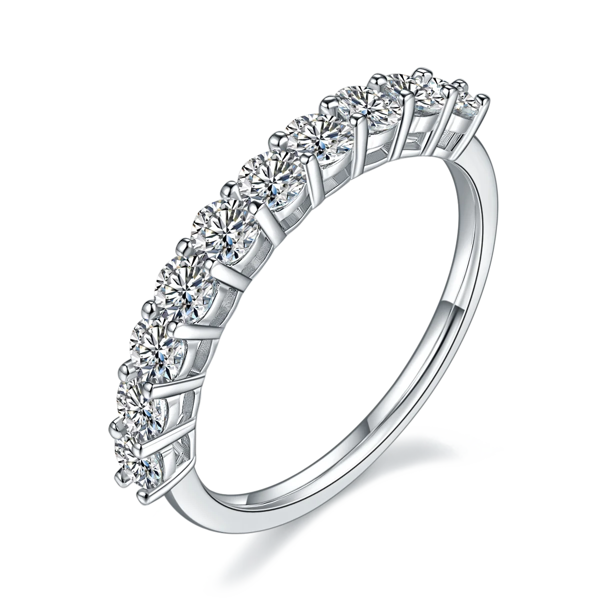 GEM'S BALLET 18K White Gold Plated 925 Sterling Silver Moissanite Ring Luxe Anthology Moissanite Diamond Wedding Band Rings 925 Sterling Silver Round Shape