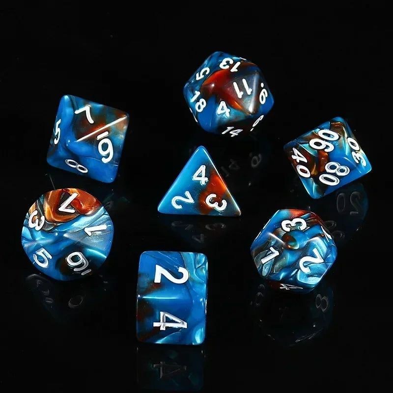 7 Pcs of Colorful Dice D20 D12 D10 D8 D6 D4 for DND Table Board Game Running Group Acrylic Digital Dice Set bedh