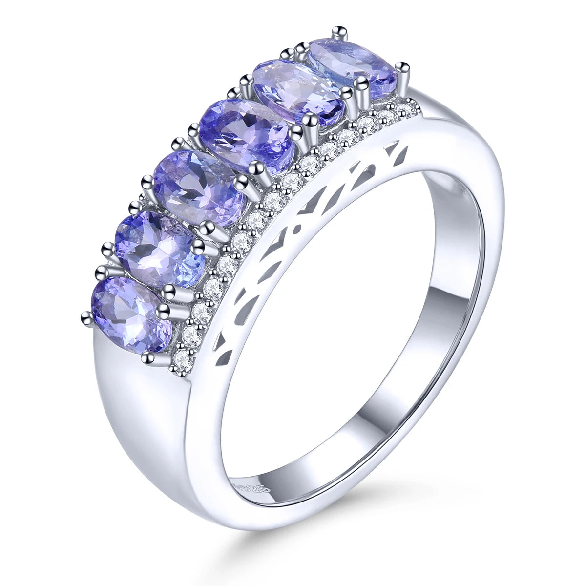 Natural Tanzanite Solid Silver Women's Ring 1.6 Carats Genuine Gemstone Romantic Exquisite Style S925 Fine Jewelry Top Quality Natural Tanzanite